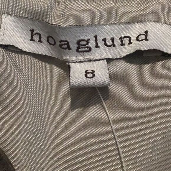 Hoaglund Green Brown 100% Silk Whimsical Earth tone Flowy Halter Maxi Dress NEW - Picture 15 of 16